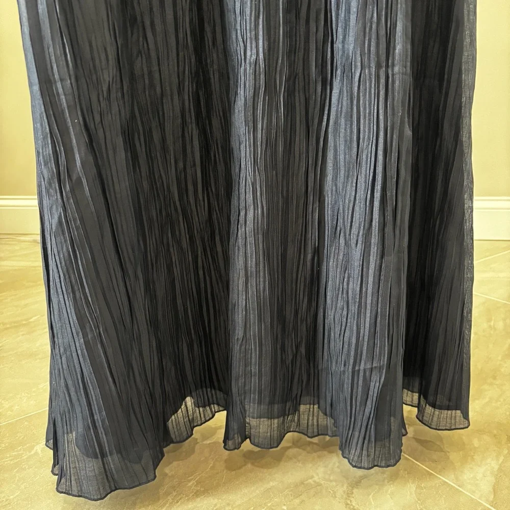 Reformation Navy Sleeveless Pleated Midi Dress - Picture 3 of 6